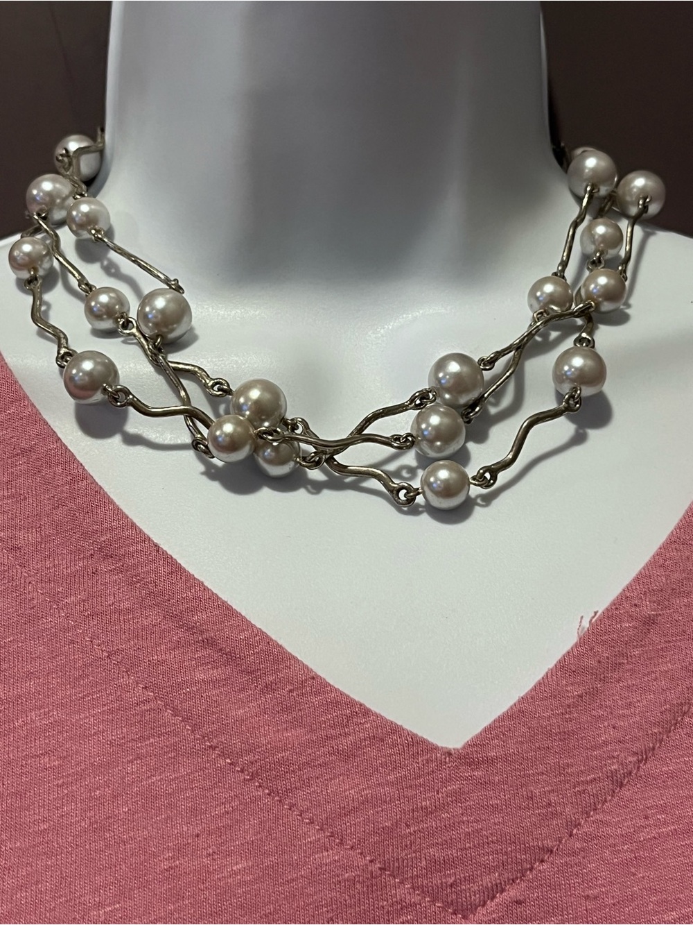 Silver and Pearl Multi-Strand Necklace